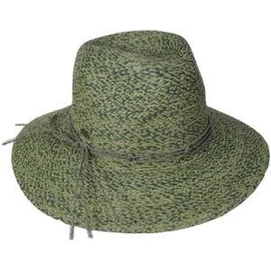 SCALA olive green braided/Woven Women's safari fedora Sun Hat